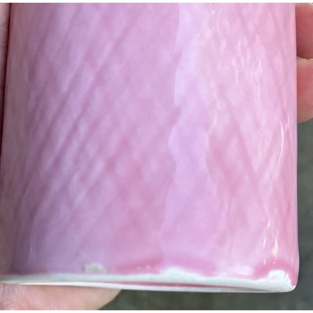 Vintage 1980s Fujika Japan Candy Cat Pink Ceramic Kawaii Bud Vase Foil Label